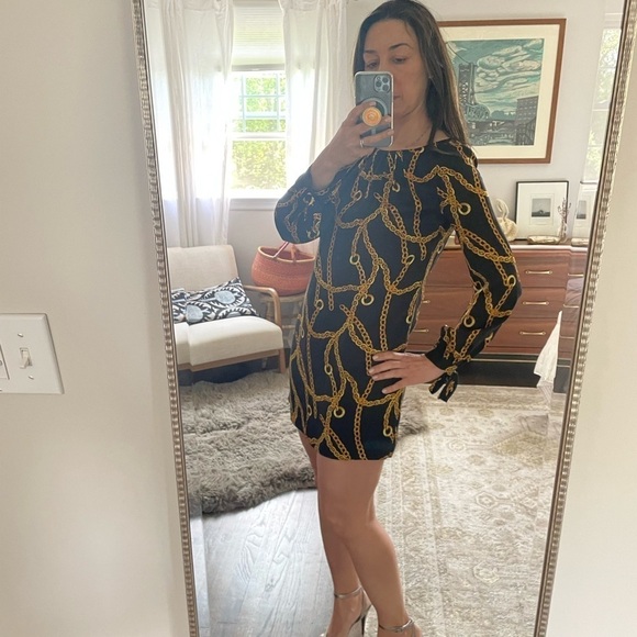 Milly Silk Simone Mini Dress Chain Print - Picture 8 of 16